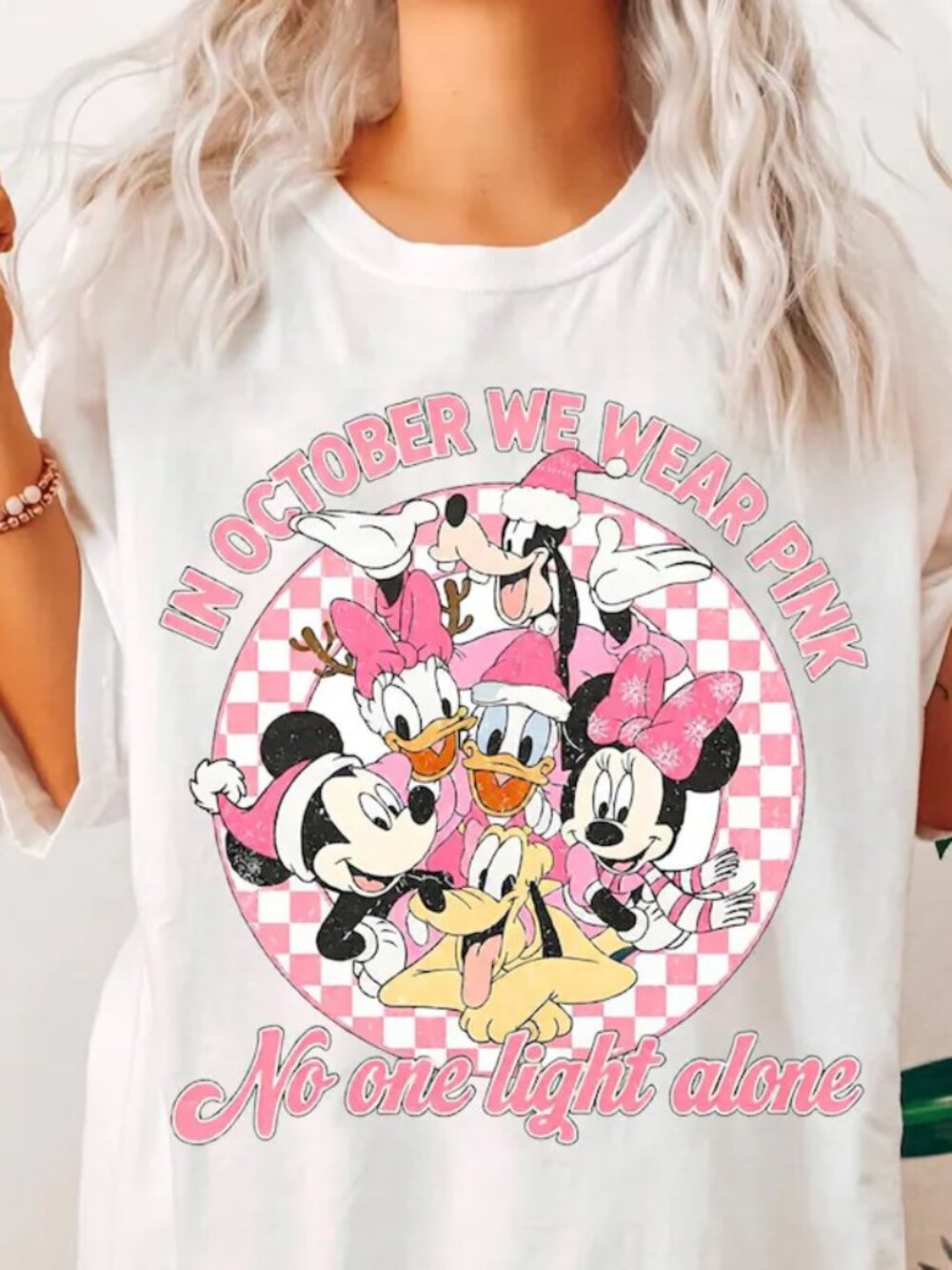 Mickey and Friends Breast Cancer Awareness Shirt